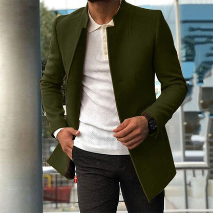 Herrenjacke - Stilvoll - Knopfleiste - Herbstjacke - Trenchcoat-Armeegrün-XS-Chaps Herrenmode