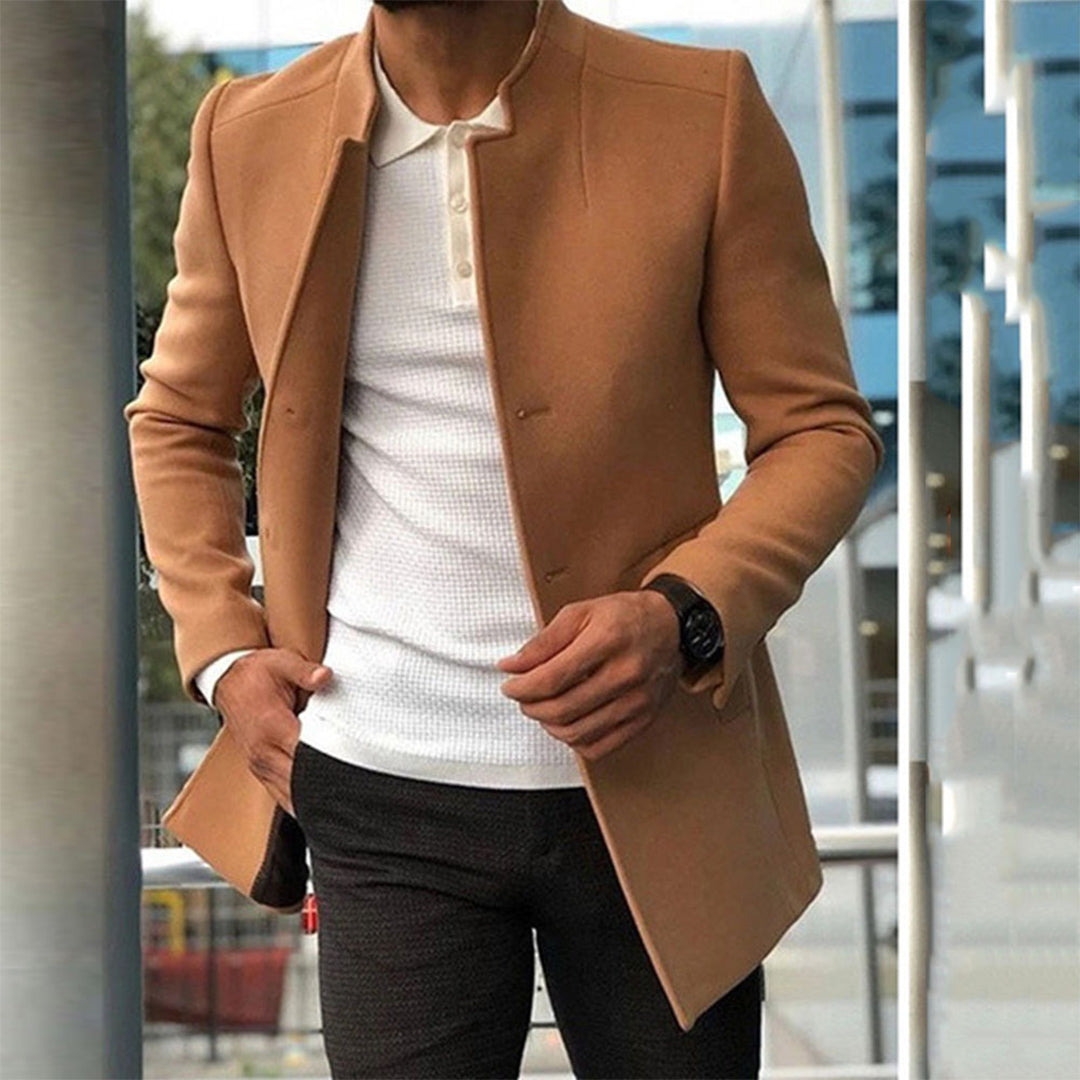 Herrenjacke - Stilvoll - Knopfleiste - Herbstjacke - Trenchcoat-Khaki-XS-Chaps Herrenmode