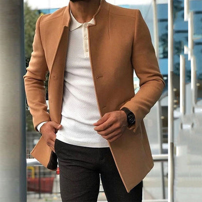 Herrenjacke - Stilvoll - Knopfleiste - Herbstjacke - Trenchcoat-Khaki-XS-Chaps Herrenmode