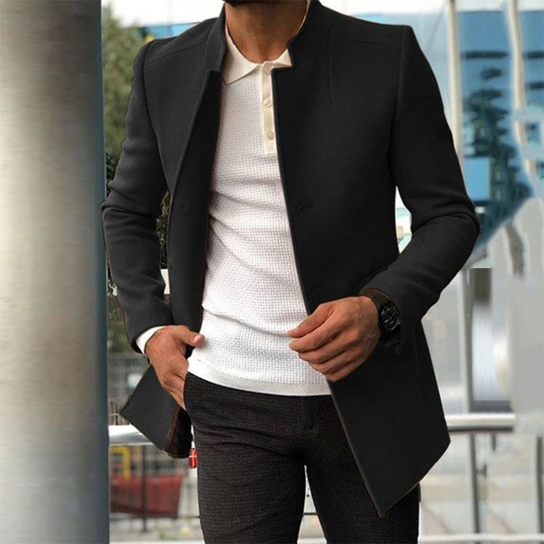 Herrenjacke - Stilvoll - Knopfleiste - Herbstjacke - Trenchcoat-Schwarz-XS-Chaps Herrenmode