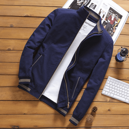 Herrenjacke | Zip-Up | Stehkragen | Harrington Jacke | Sommerjacke-Dunkelblau-S-Chaps Herrenmode