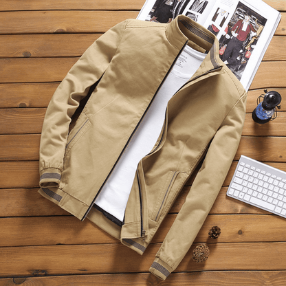 Herrenjacke | Zip-Up | Stehkragen | Harrington Jacke | Sommerjacke-Hellbraun-S-Chaps Herrenmode