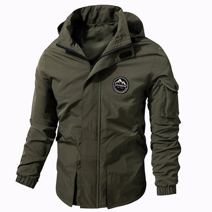 Herrenjacke – wasserdicht – mit Kapuze – Outdoorjacke – Windjacke-Armee grün-S-Chaps Herrenmode