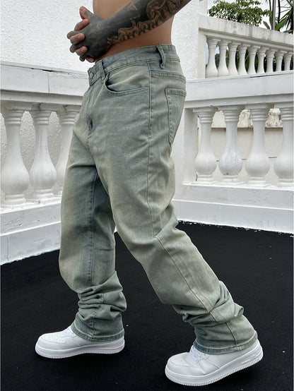 Herrenjeans | Gestapelt | Gewaschen | Baggy-Jeans | Locker sitzende Jeans-Chaps Herrenmode