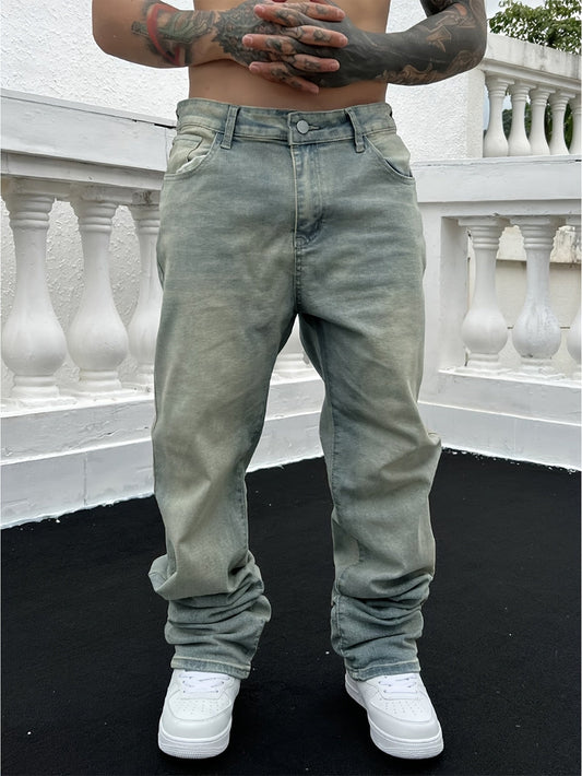Herrenjeans | Gestapelt | Gewaschen | Baggy-Jeans | Locker sitzende Jeans-HellBlau-S-Chaps Herrenmode