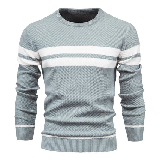 Herrenpullover – Strickpullover mit Rundhalsausschnitt-Blau-S-Chaps Herrenmode