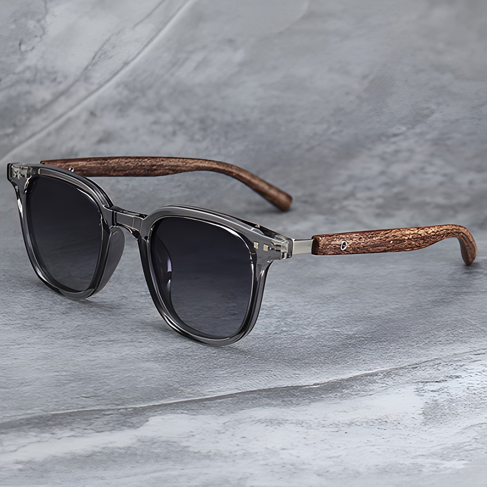 Herrensonnenbrille | Retro | UV-Schutz | Polarisierte Sonnenbrille | Quadratische Sonnenbrille-Transparentes Grau-Chaps Herrenmode