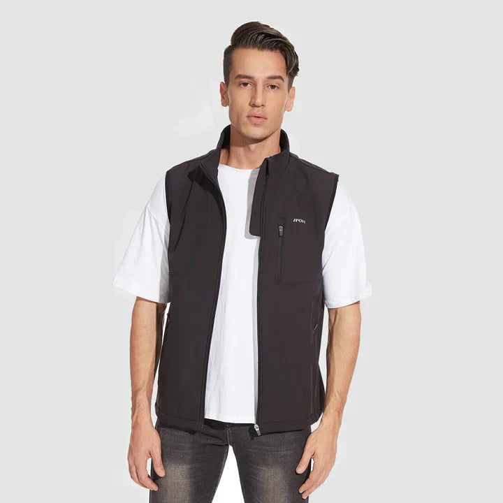 Herrenweste | Zip-Up | Leichtgewicht | Outdoor-Weste | Ärmellose Weste-Schwarz-XS-Chaps Herrenmode