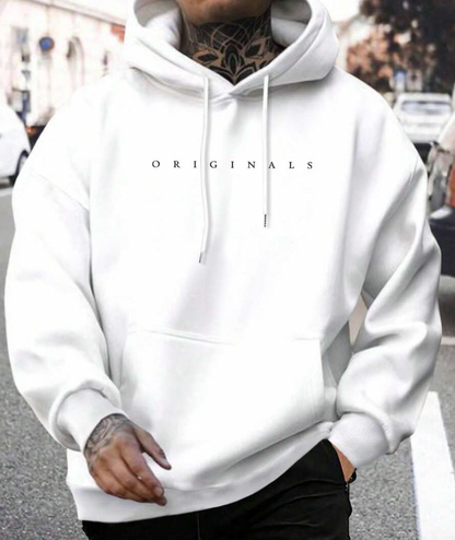 Hoodie - Bequemer Pullover-Kapuzenpullover für Männer mit Kordelzug-Weiß-XS-Chaps Herrenmode