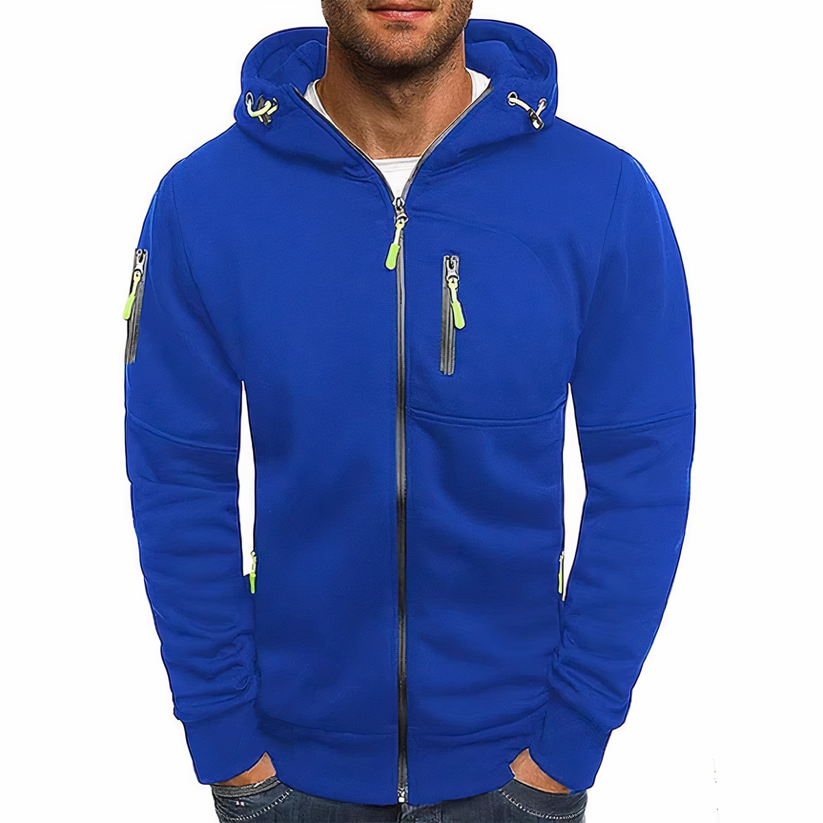 Hoodie | Langarm | Taschen | Zip Hoodie | Herren Hoodie-Blau-S-Chaps Herrenmode