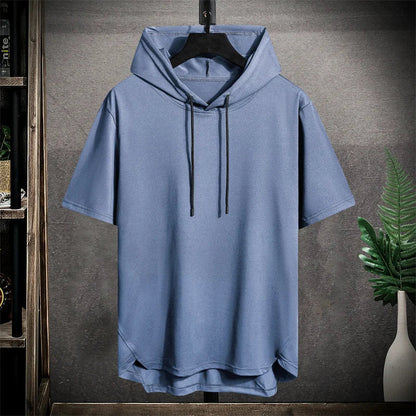 Hoodie - Übergröße - Kurzarm - Herren T-Shirt - Pullover Hoodie-Blau-M-Chaps Herrenmode