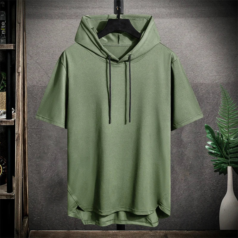 Hoodie - Übergröße - Kurzarm - Herren T-Shirt - Pullover Hoodie-Grün-M-Chaps Herrenmode