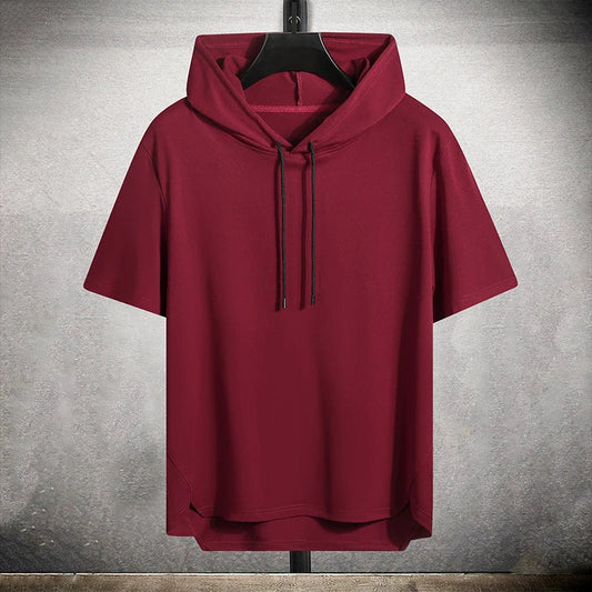 Hoodie - Übergröße - Kurzarm - Herren T-Shirt - Pullover Hoodie-Rot-M-Chaps Herrenmode