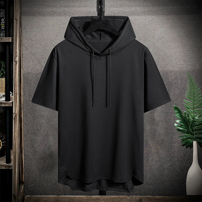Hoodie - Übergröße - Kurzarm - Herren T-Shirt - Pullover Hoodie-Schwarz-M-Chaps Herrenmode