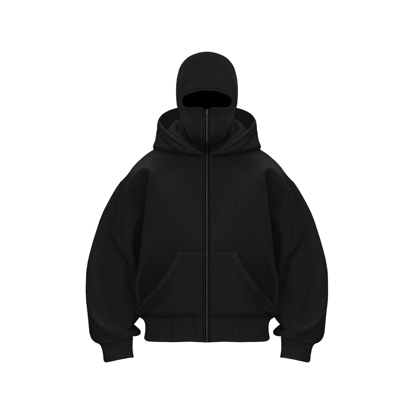 Hoodie mit Maske – Warmer Herren-Hoodie mit Reißverschluss und Gesichtsmaske-Schwarz-S-Chaps Herrenmode