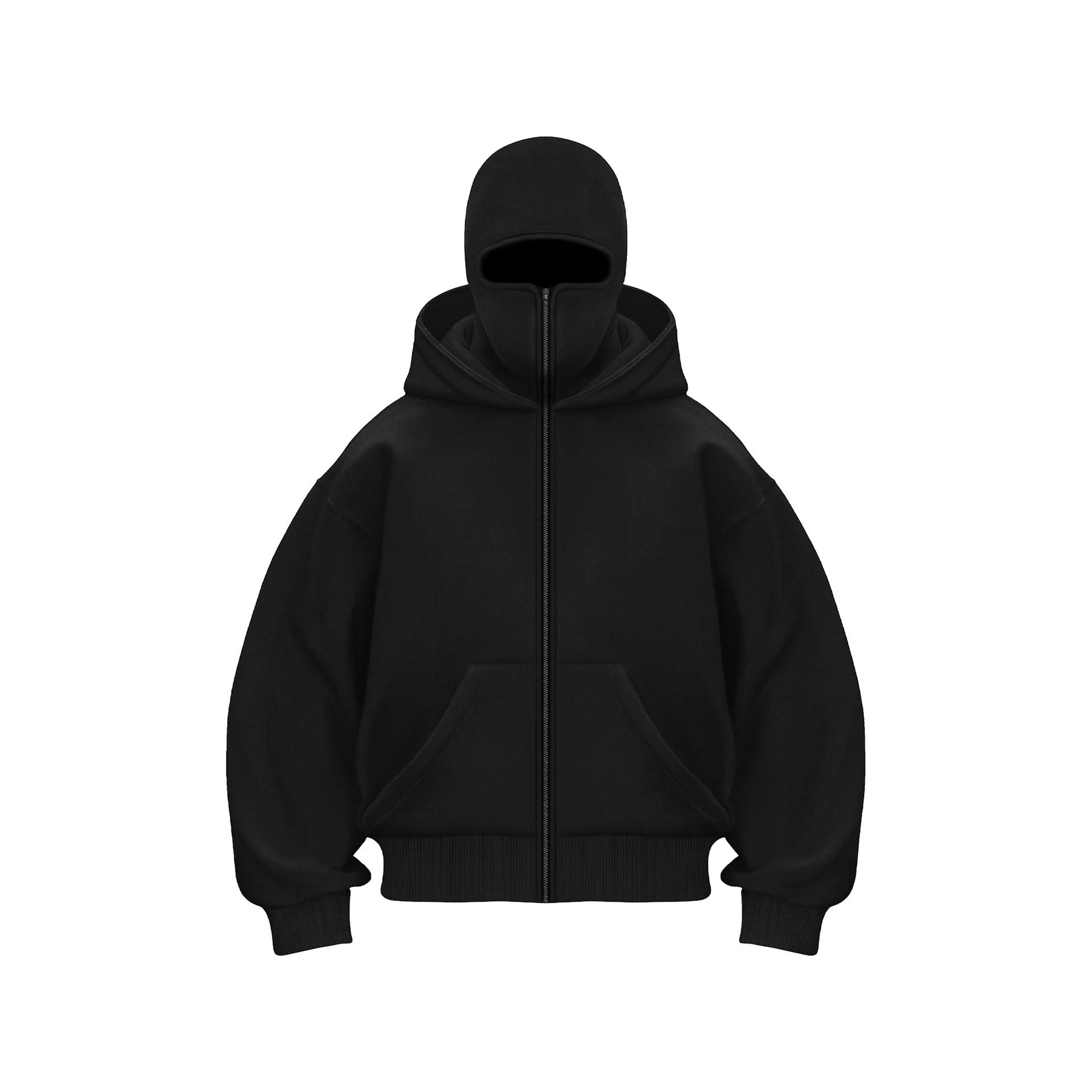 Hoodie mit Maske – Warmer Herren-Hoodie mit Reißverschluss und Gesichtsmaske-Schwarz-S-Chaps Herrenmode