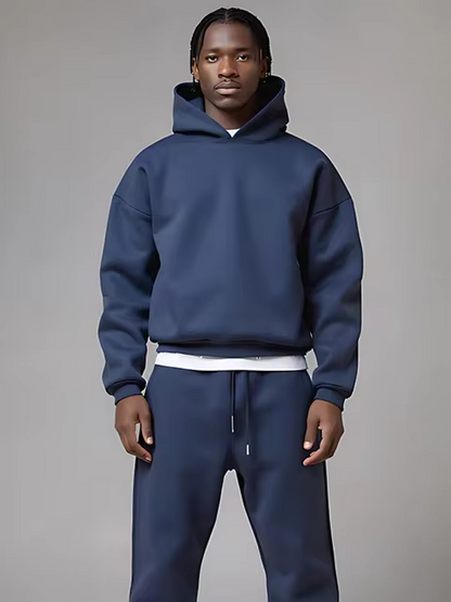 Hoodie und Jogginghose Set | Lässig | Zweiteilig | Trainingsanzug | Jogging-Set für Männer-Blau-S-Chaps Herrenmode
