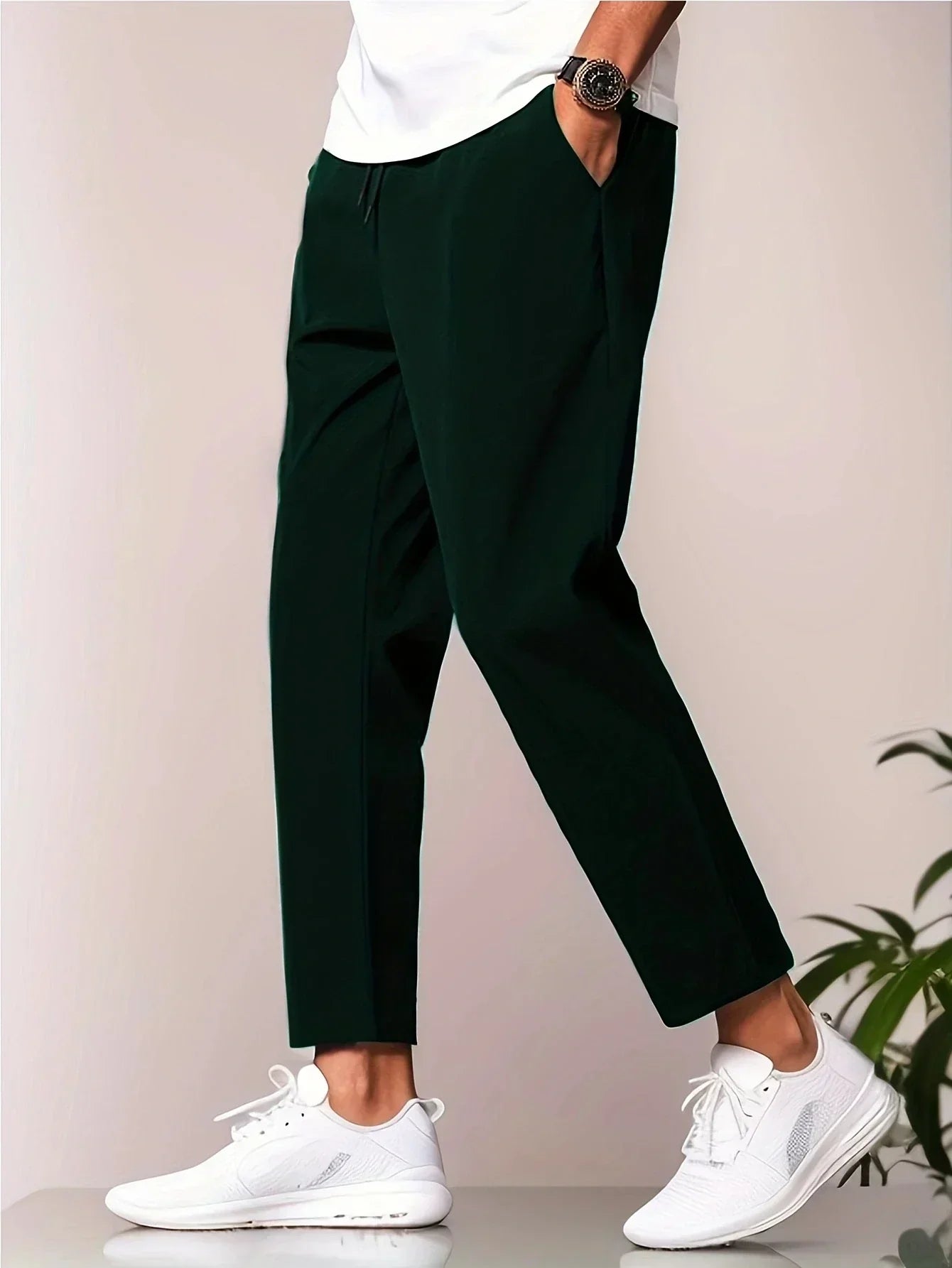 Hose mit Kordelzug – Freizeit-Hose für Herren, schnell trocknend-Dunkelgrün-S-Chaps Herrenmode