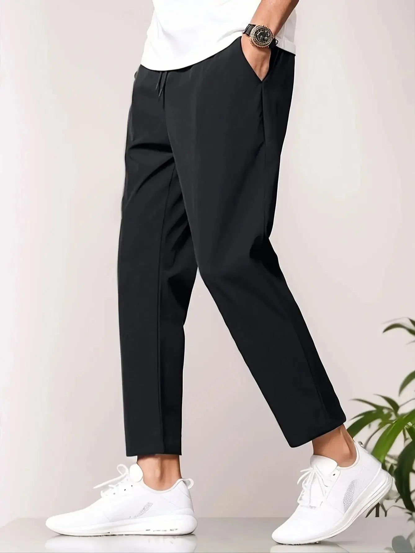 Hose mit Kordelzug – Freizeit-Hose für Herren, schnell trocknend-Schwarz-S-Chaps Herrenmode