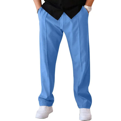 Hose mit Kordelzug – Lässige Hose mit geradem Bein für Männer-Hellblau-S-Chaps Herrenmode