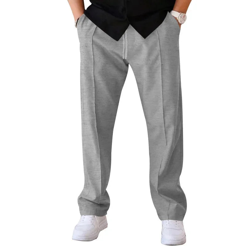Hose mit Kordelzug – Lässige Hose mit geradem Bein für Männer-Hellgrau-S-Chaps Herrenmode