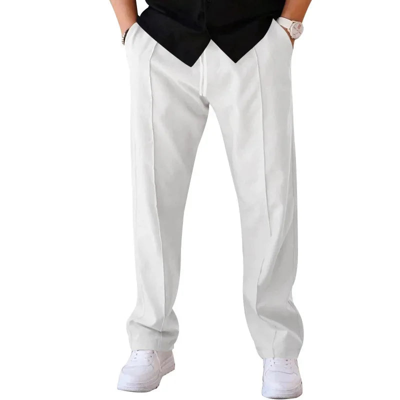 Hose mit Kordelzug – Lässige Hose mit geradem Bein für Männer-Weiß-S-Chaps Herrenmode
