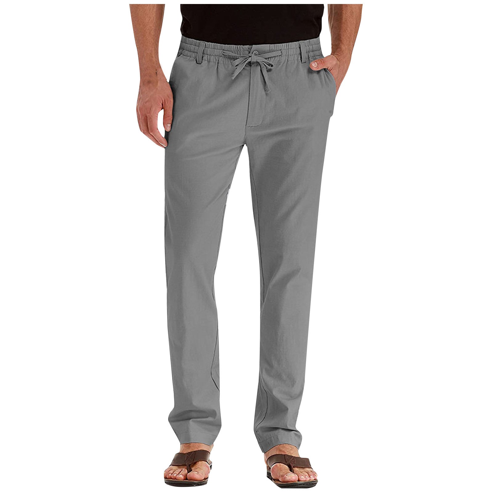 Hose mit geradem Bein – Herren-Hose mit elastischem Tunnelzug und lockerer Passform-Grau-S-Chaps Herrenmode