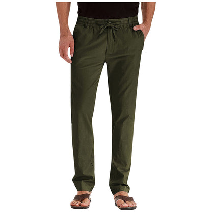 Hose mit geradem Bein – Herren-Hose mit elastischem Tunnelzug und lockerer Passform-Grün-S-Chaps Herrenmode