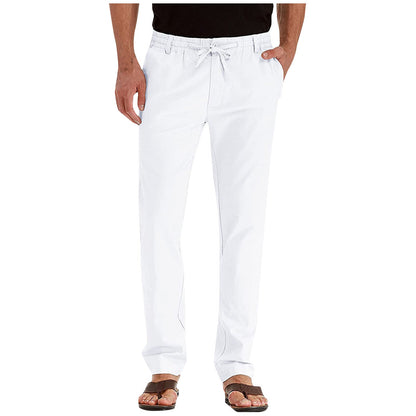 Hose mit geradem Bein – Herren-Hose mit elastischem Tunnelzug und lockerer Passform-Weiß-S-Chaps Herrenmode