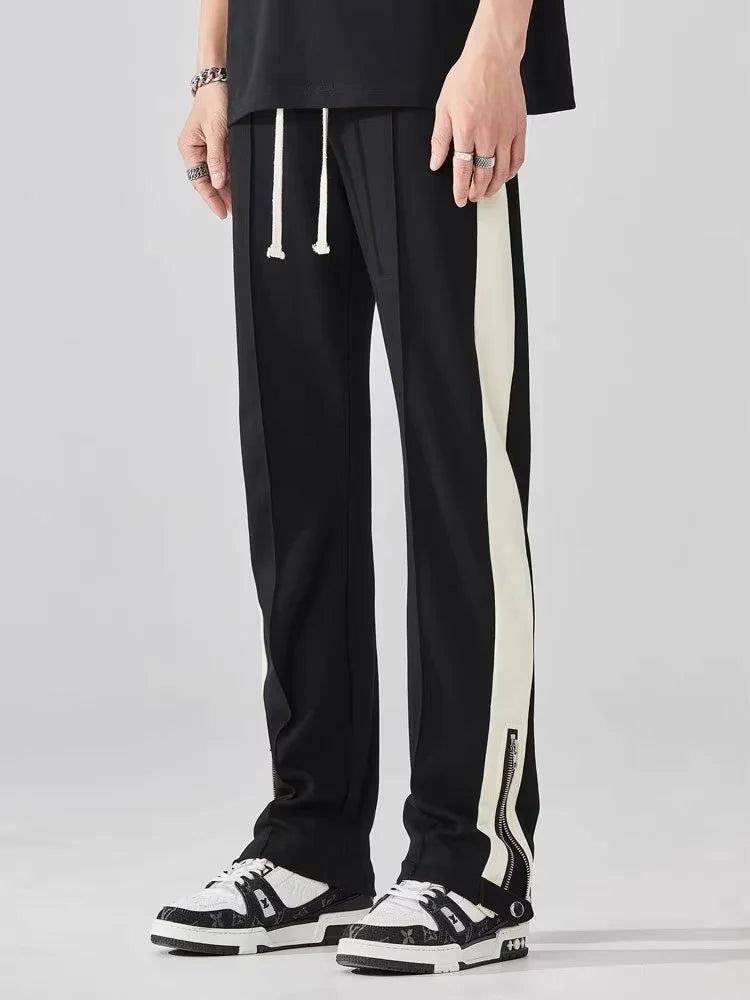 Hose mit geradem Bein – Kordelzug – Baumwolle – Retro-Trainingshose – Herrenhose-Schwarz-XS-Chaps Herrenmode