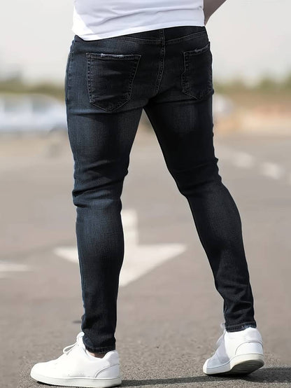 Jeans - Herren Zerrissen Dehnen chlank Passform Jeans-Chaps Herrenmode