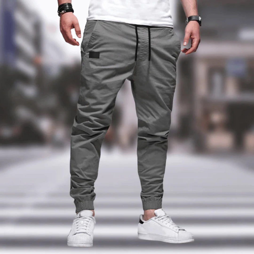 Jogger | Cargohosen | Kordelzug | Slim-Fit-Jogger | Herrenhosen-Grau-M-Chaps Herrenmode