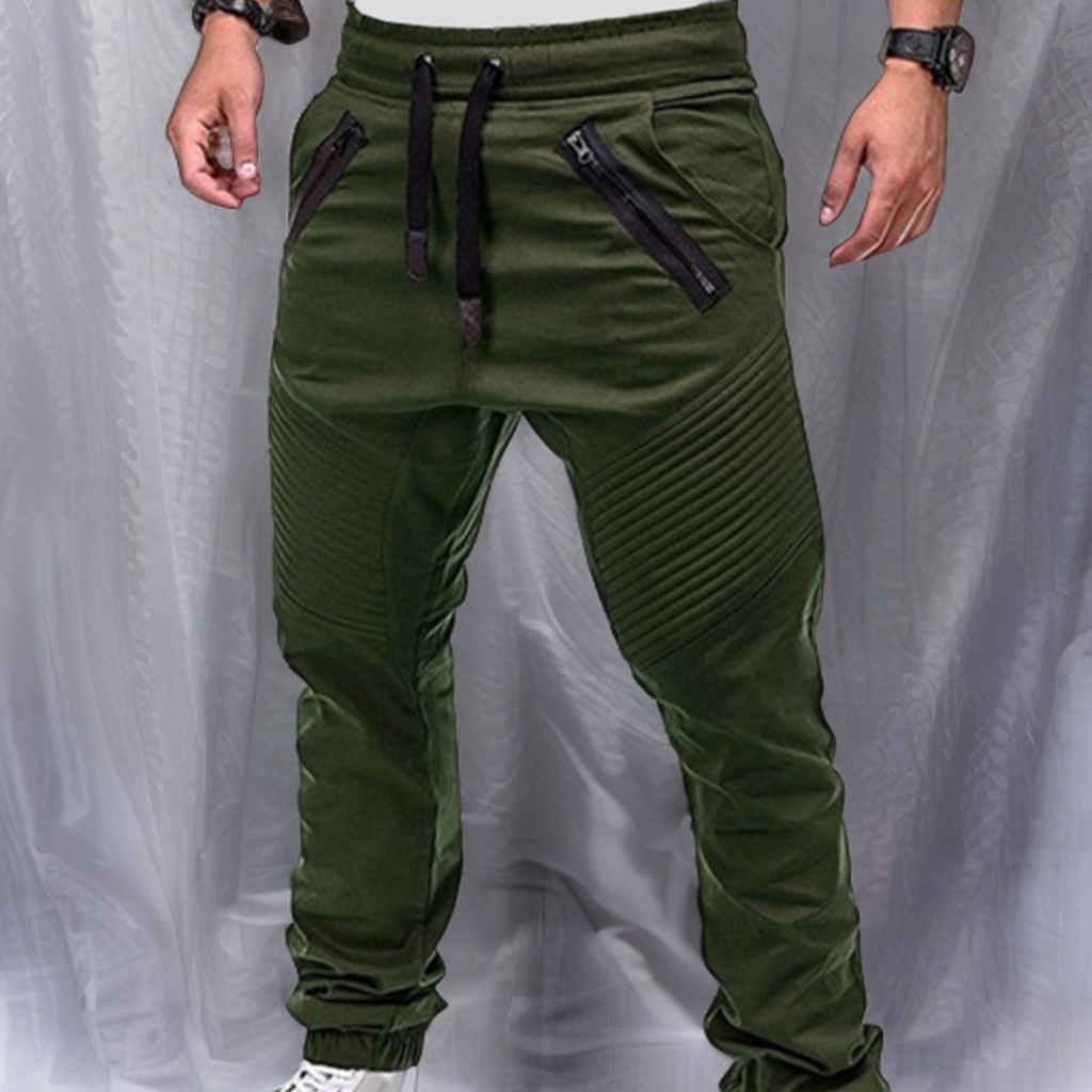 Jogger - Elastische Jogginghose mit Kordelzug und Taschen für Männer-Grün-S-Chaps Herrenmode
