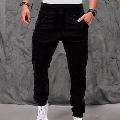 Jogger - Elastische Jogginghose mit Kordelzug und Taschen für Männer-Schwarz-S-Chaps Herrenmode