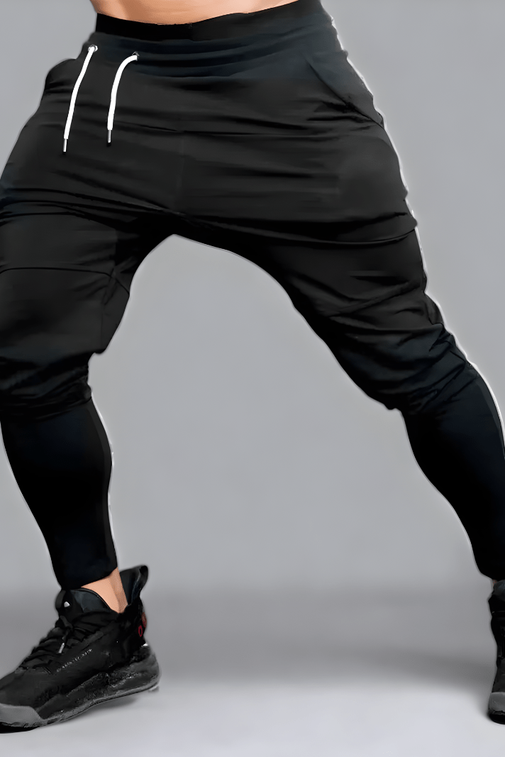 Jogger - Kordelzug - Skinny - Trainingshose - Herrenhosen-Schwarz-S-Chaps Herrenmode