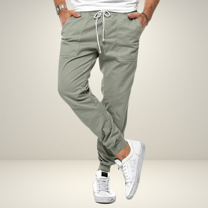 Jogger - Taschen - Elastischer Bund - Herrenhosen - Kordelzughosen-Grün-XS-Chaps Herrenmode