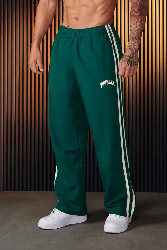 Jogginghose – Gestreifte Jogginghose für Männer mit elastischem Bund-Grün-S-Chaps Herrenmode