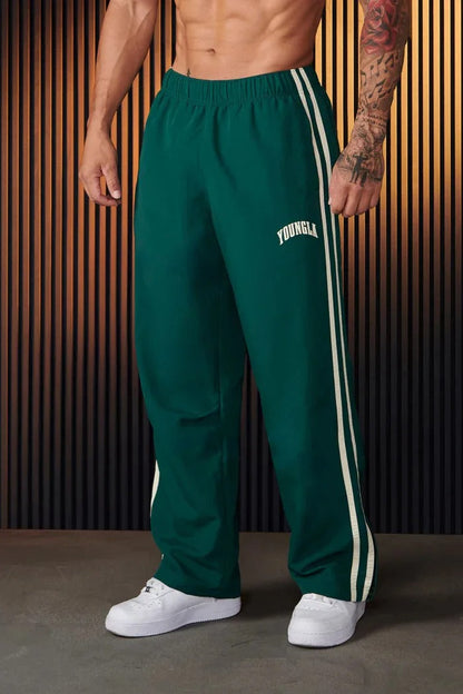 Jogginghose – Gestreifte Jogginghose für Männer mit elastischem Bund-Grün-S-Chaps Herrenmode