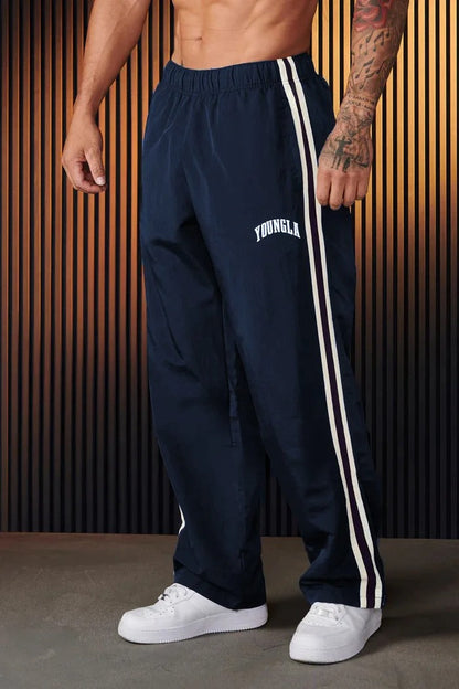 Jogginghose – Gestreifte Jogginghose für Männer mit elastischem Bund-Marineblau-S-Chaps Herrenmode