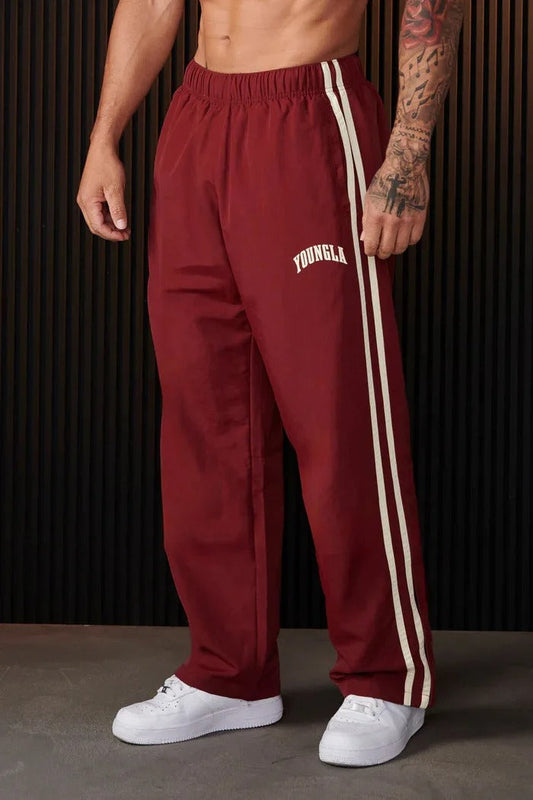 Jogginghose – Gestreifte Jogginghose für Männer mit elastischem Bund-Rot-S-Chaps Herrenmode