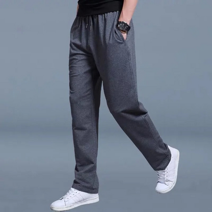 Jogginghose | Lässig | Kordelzug | Gerade geschnittene Jogginghose | Herrenhose-Dunkelgrau-M-Chaps Herrenmode