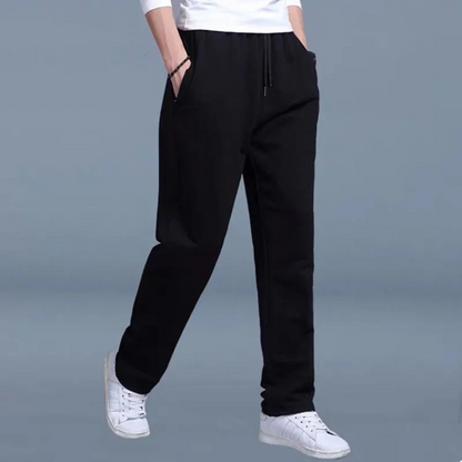 Jogginghose | Lässig | Kordelzug | Gerade geschnittene Jogginghose | Herrenhose-Schwarz-M-Chaps Herrenmode