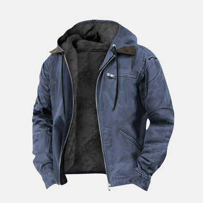 Kapuzenjacke – Lässige Fleece-gefütterte Kapuzenjacke für Männer für den Winter-Blau-XXS-Chaps Herrenmode