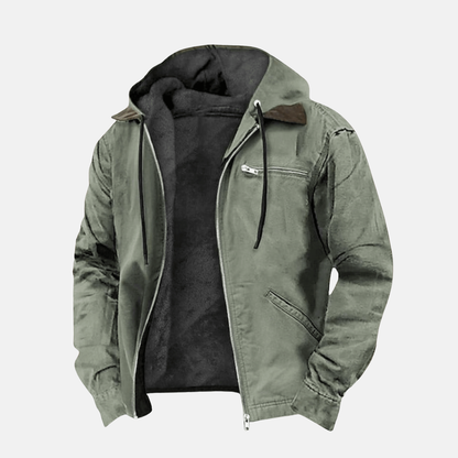 Kapuzenjacke – Lässige Fleece-gefütterte Kapuzenjacke für Männer für den Winter-Grün-XXS-Chaps Herrenmode