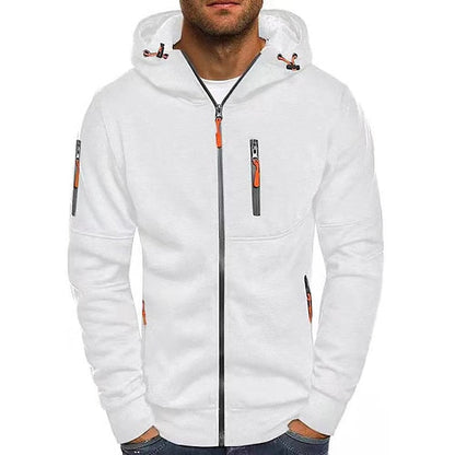 Kapuzenjacke mit Reißverschluss – Warm – Kapuzenjacke mit durchgehendem Reißverschluss – Kapuzenjacke für Herren-Weiß-S-Chaps Herrenmode