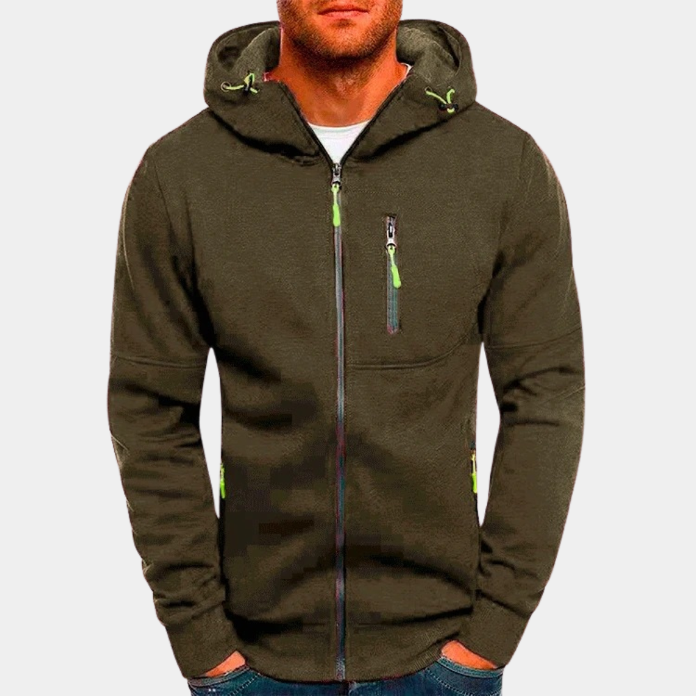 Kapuzenjacke mit Reißverschluss | Warm | Taschen | Kapuzenjacke mit Reißverschluss | Herren-Kapuzenjacke-Olivgrün-S-Chaps Herrenmode