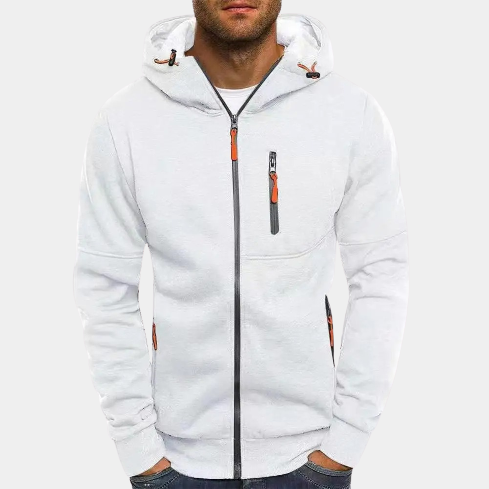 Kapuzenjacke mit Reißverschluss | Warm | Taschen | Kapuzenjacke mit Reißverschluss | Herren-Kapuzenjacke-Weiß-S-Chaps Herrenmode