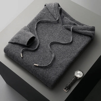 Kapuzenpulli - Einfacher Strickpullover für Männer-Dunkelgrau-S-Chaps Herrenmode