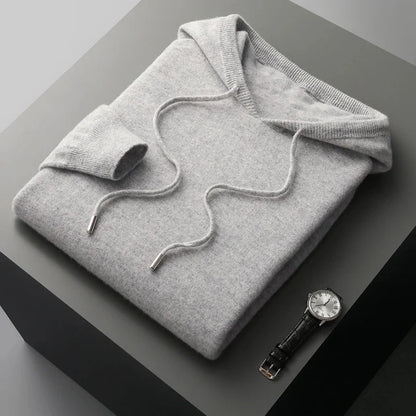 Kapuzenpulli - Einfacher Strickpullover für Männer-Hellgrau-S-Chaps Herrenmode