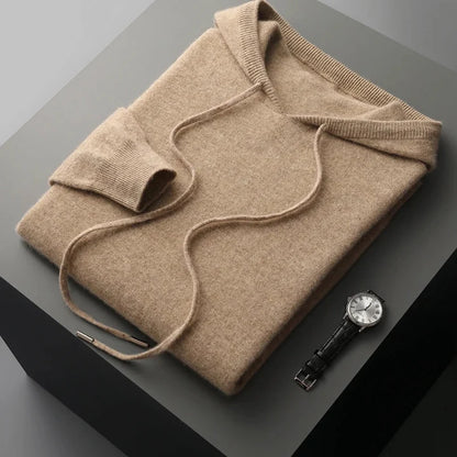 Kapuzenpulli - Einfacher Strickpullover für Männer-Khaki-S-Chaps Herrenmode